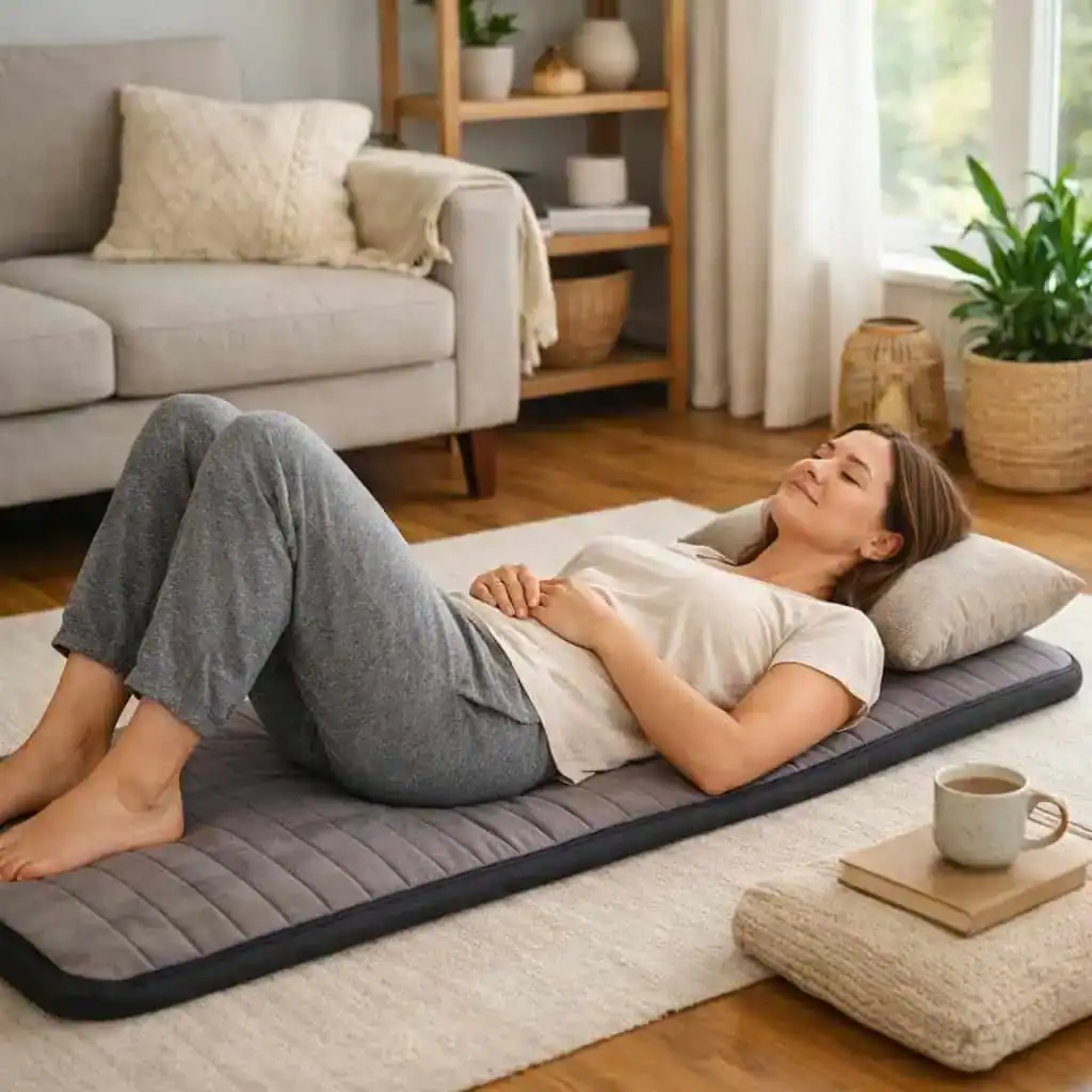 calm home PEMF session lifestyle image reflecting cautious and routine-based use discussions