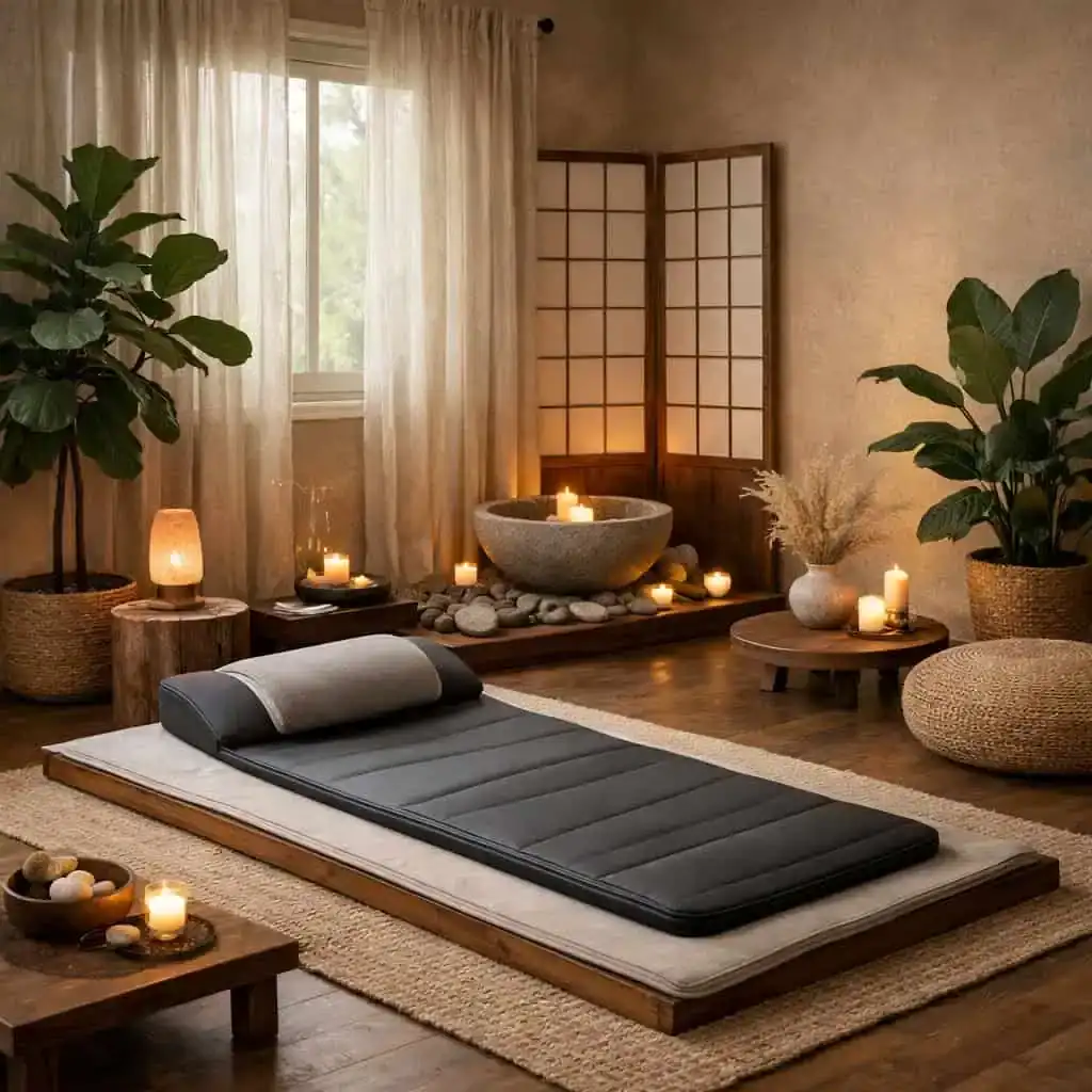 neutral stress-relief environment supporting non-medical, educational wellness discussions