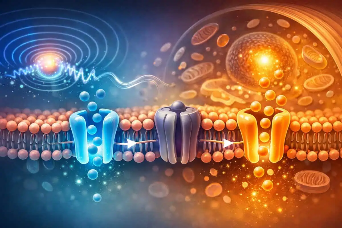 illustration of ion channel activation pathways related to electromagnetic exposure